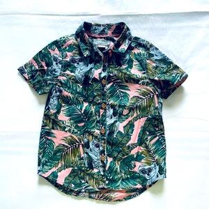Kids, toddler, boy Hawaiian  button brown shirt short sleeve 18-24M, 92cm new.